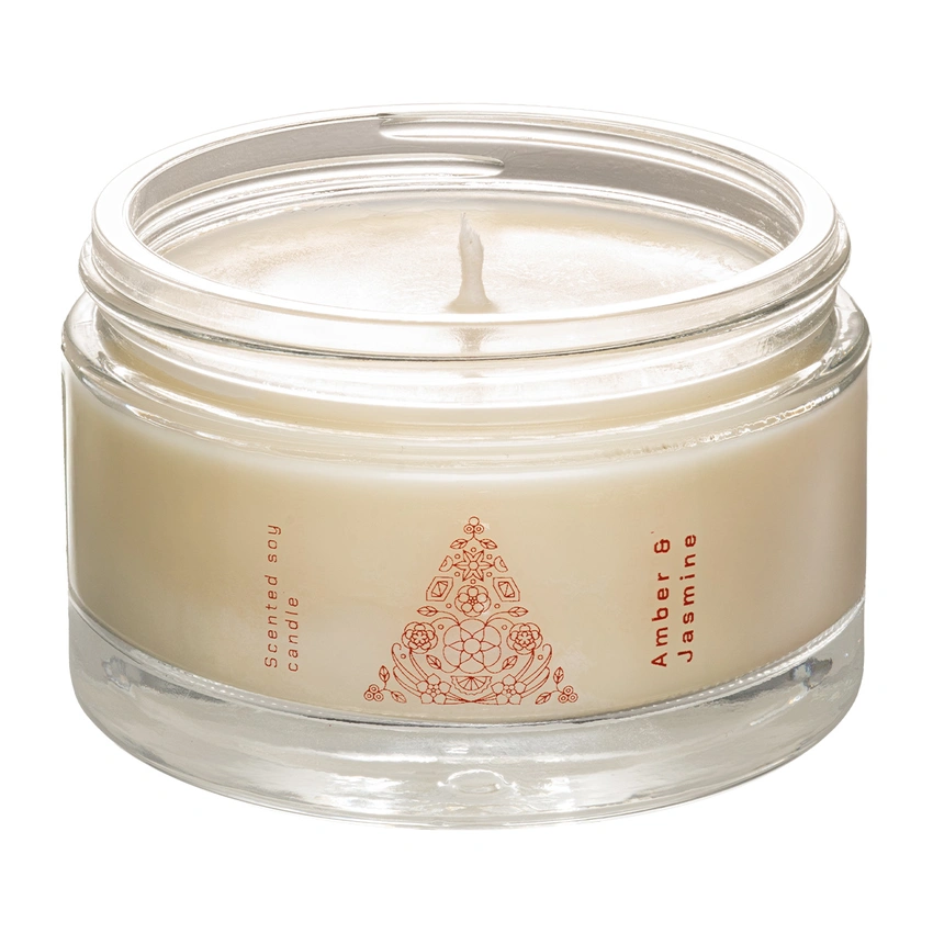 Amber & Jasmine Scented Soy Candle